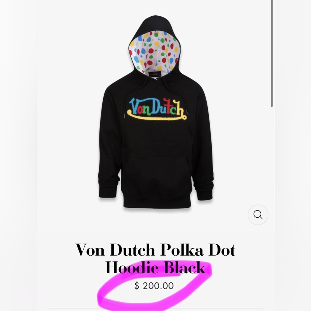 Von Dutch Unisex Pink Polka Dot Felt Embroidery Hoodie/Sweatshirt | NEW/NWOT!!🩷 - Picture 9 of 9